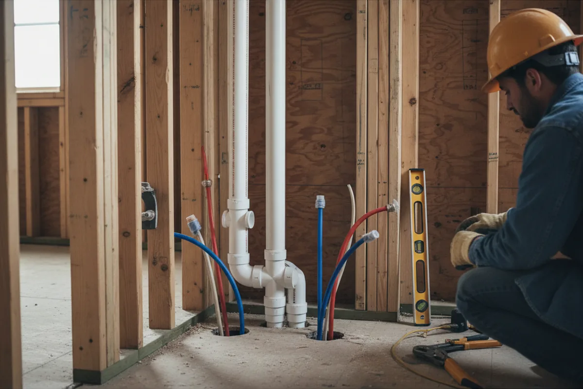 Drain and supply rough-in during Toilet Repair and Installation in Norris