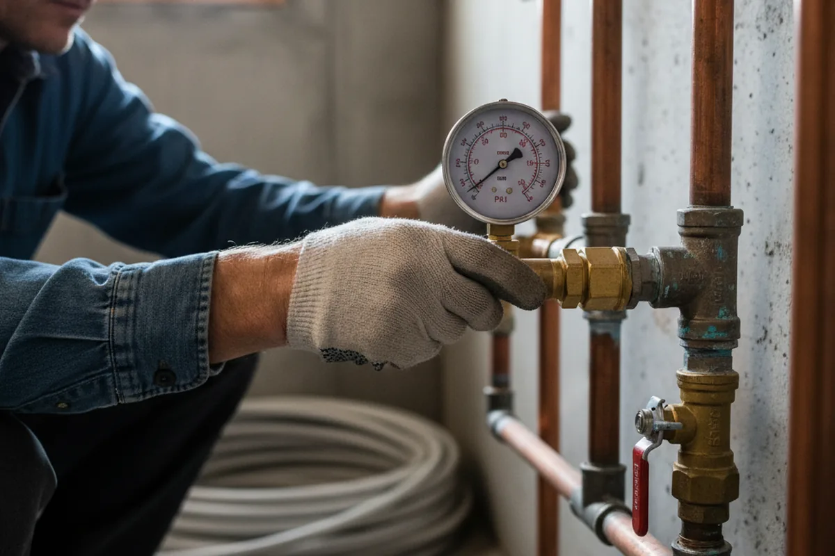 Pressure testing a repaired line during Water Line Repair in Norris